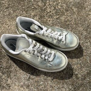 adidas Silver and White Low-Top Sneakers